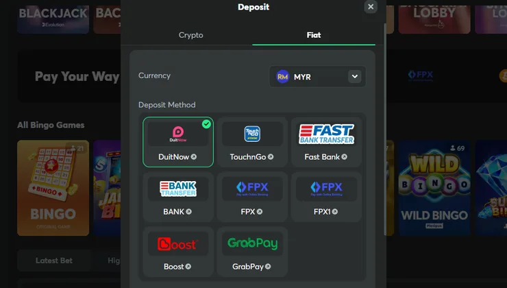 BC.GAME deposit page