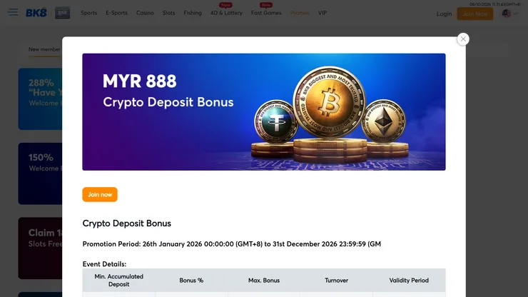bk8 crypto deposit bonus promotion terms