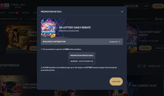 1% lottery daily rebate