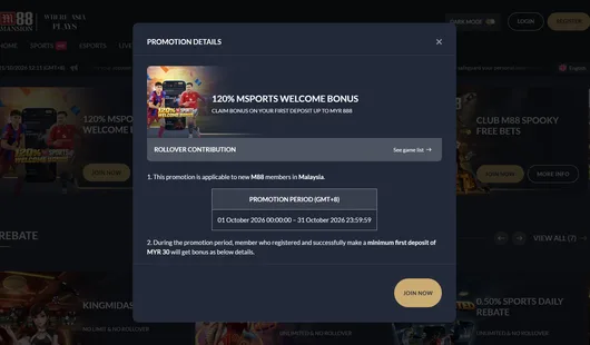 120% MSports welcome bonus