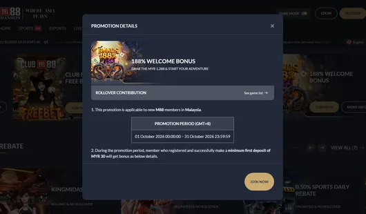 188% welcome bonus