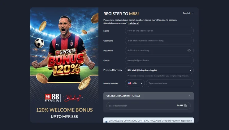 m88 register page