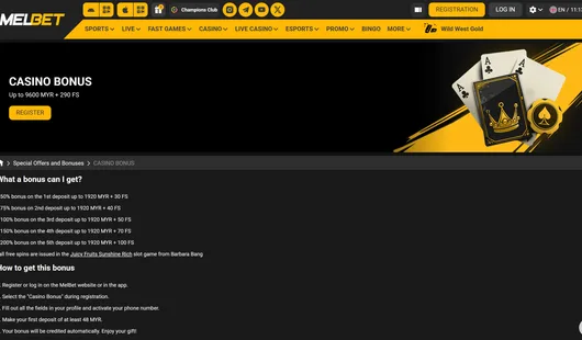 melbet casino bonus