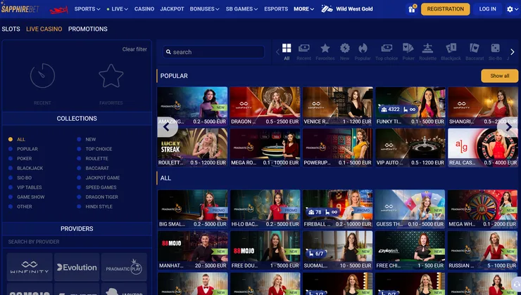 SapphireBet live casino